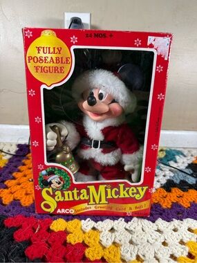 Santa Mickey Poseable Figure Holiday Collectible *Bell, No Greeting Card*